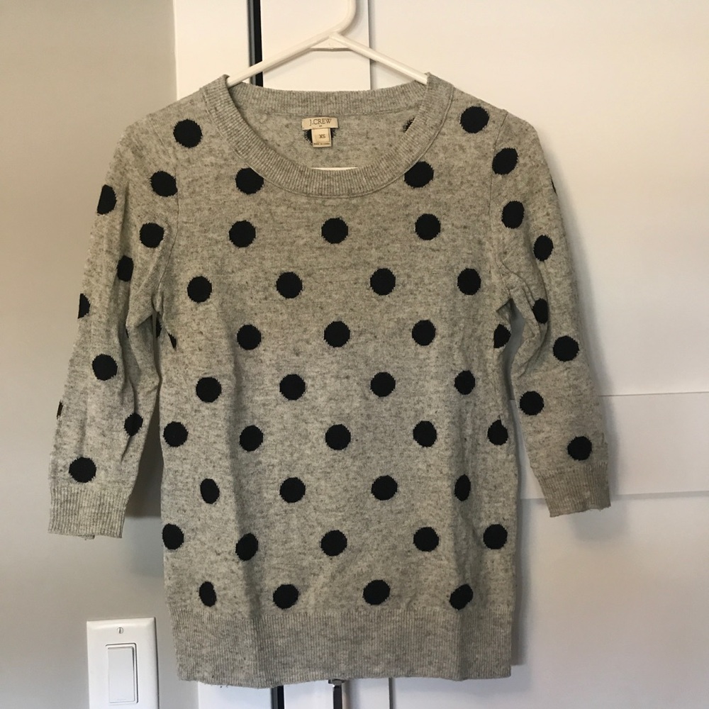 Jcrew polka dot crew neck sweater